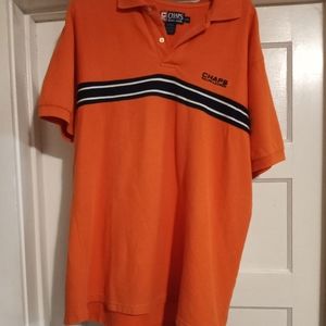 Chaps Ralph Lauren Orange Blue striped polo rugby golf shirt Sz L